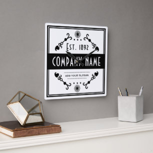 Relógio Quadrado Nome de Negócio Estabelecido, Decorativo