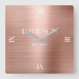 Relógio Quadrado Nome Personalizado Brugado Metal Personalizado Acr