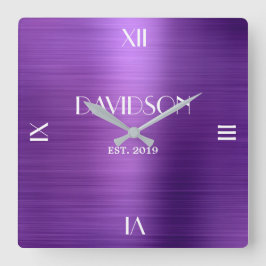 Relógio Quadrado Nome Personalizado Brugado Metal Personalizado Acr