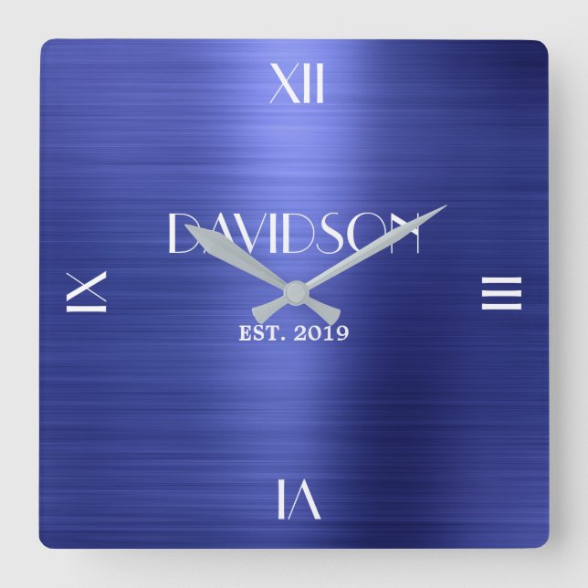Relógio Quadrado Nome Personalizado Brugado Metal Personalizado Acr (Frente)