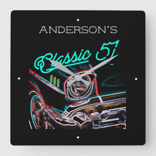Relógio Quadrado Nome Personalizado De Carro Clássico De Chevy De E