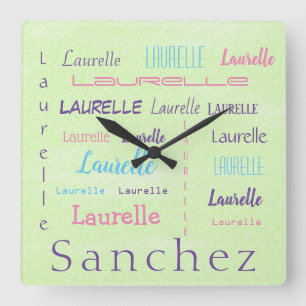 Relógio Quadrado Nome Personalizado Tipo de Fonte Nome Sobrenome  