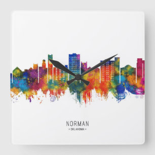 Relógio Quadrado Norman Oklahoma Skyline