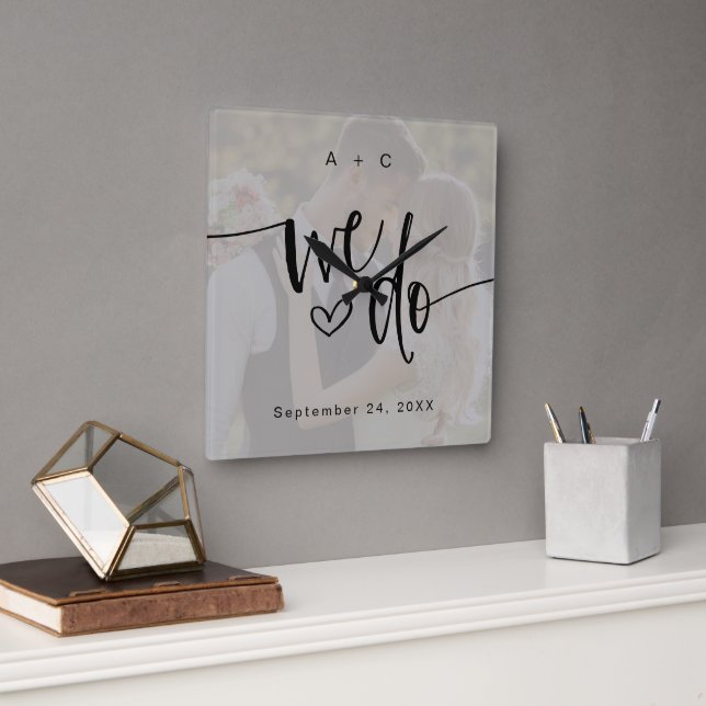 Relógio Quadrado Nós Fazemos Foto de Cenas para Aniversário de Casa (Escritório)