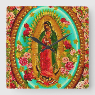 Relógio Quadrado Nossa Senhora Guadalupe Santo Virgem Mexicana Mari