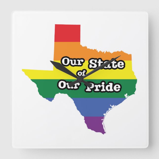 Relógio Quadrado Nosso Estado de Orgulho | Texas (Frente)