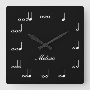 Relógio Quadrado Notas personalizadas da música