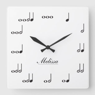 Relógio Quadrado Notas personalizadas da música