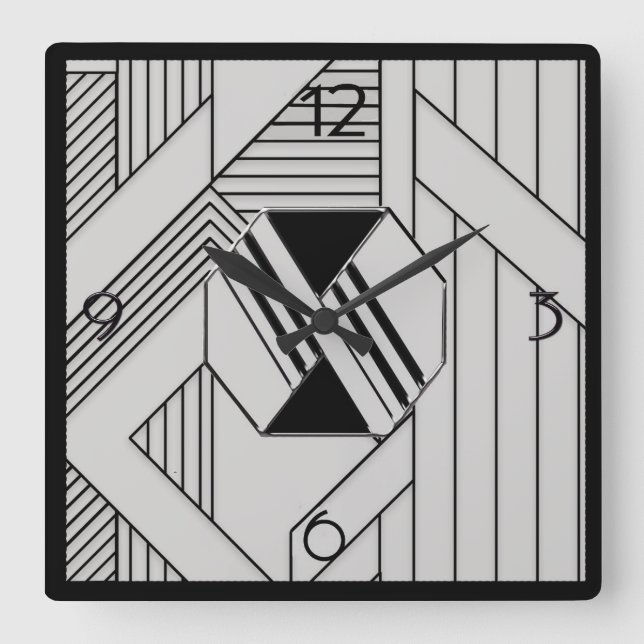 Relógio Quadrado Nova Deco de Arte de Estilo (Frente)