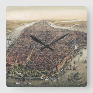 Relógio Quadrado Nova York Antiga, Manhattan, Ponte de Brooklyn