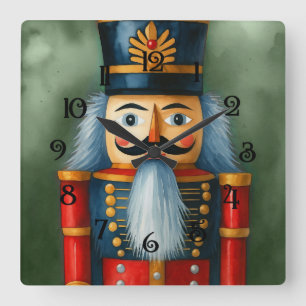 Relógio Quadrado Noz-cracker de Natal Ilustrado