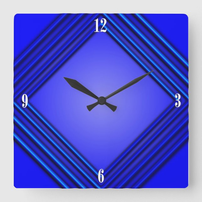 Relógio Quadrado Números brancos do quadro dobro 4 dos azuis (Frente)
