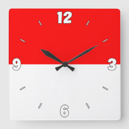 Relógio Quadrado Números de Sinalizador da Indonésia Patriótico Bra