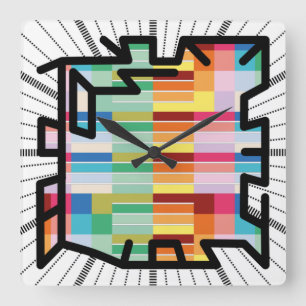 Relógio Quadrado Números encadeados PIXELAT por Masanser