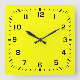 Relógio Quadrado Números Pretos ao Quadrado - Faceta Amarelo