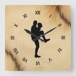 Relógio Quadrado Números romanos do jogador de baseball antigo Pit