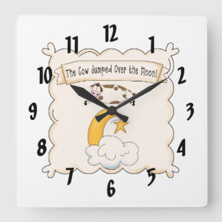 Relógio Quadrado Nursery Rhymes Cow & Moon Kids Clock