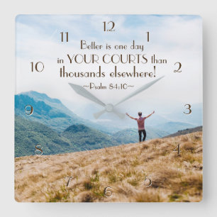 Relógio Quadrado O 84:10 do salmo melhor é um dia em sua bíblia d