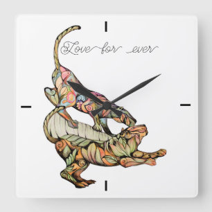 Relógio Quadrado O amor dos tigres para sempre