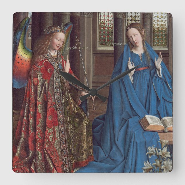 Relógio Quadrado O aviso, C. 1434 - 36 (óleo em canvas) (Frente)