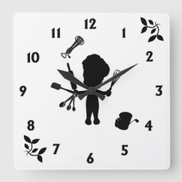 Relógio Quadrado O Baker Dispara Seus Utensílios / Ferramentas