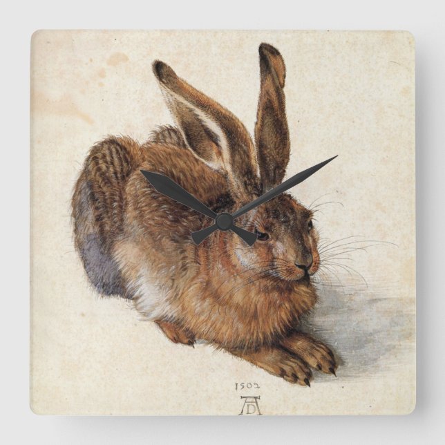 Relógio Quadrado O COELHO ( Young Hare ) (Frente)