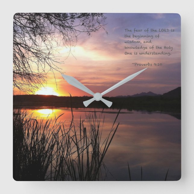 Relógio Quadrado O começo da sabedoria.... (Frente)