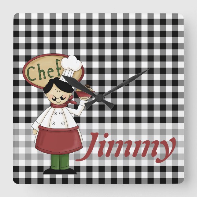 Relógio Quadrado O cozinheiro chefe verifica o pulso de disparo (Frente)