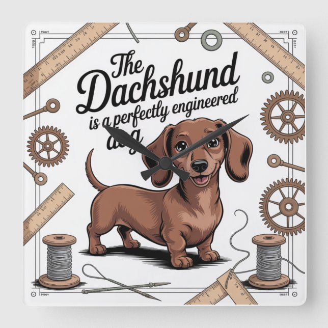 Relógio Quadrado O Dachshund é um Cão Perfeitamente Projetado (Frente)