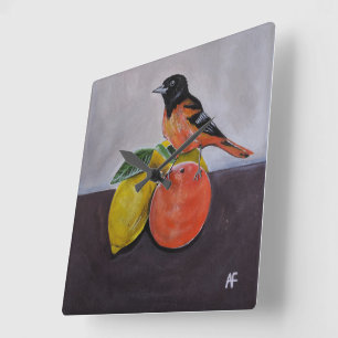 Relógio Quadrado O Descanso do Oriole Pintura por Alfred Fox