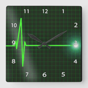 Relógio Quadrado O electrocardiograma acena o pulso de disparo de