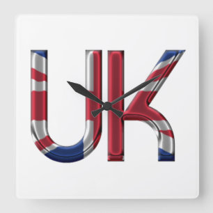 Relógio Quadrado O Elegante da Tipografia da Bandeira Britânica do