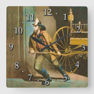 Relógio Quadrado O estilo americano 2 do sapador-bombeiro do