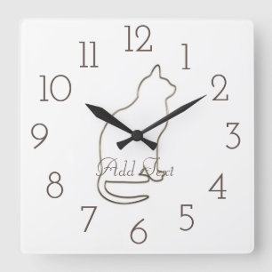 Relógio Quadrado O gato legal adiciona o texto opcional