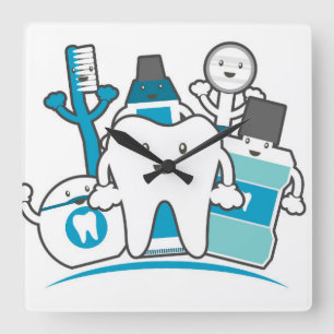 Relógio Quadrado O grupo limpo dos dentes