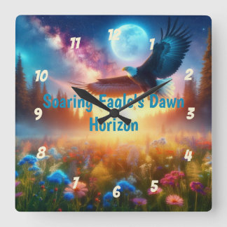 Relógio Quadrado O Horizonte da Alvorada da Águia em Soar