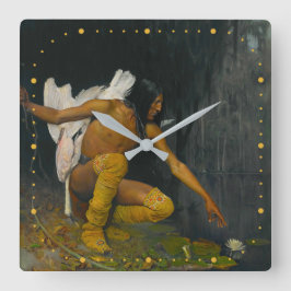 Relógio Quadrado O Índio e o Lírio George de Forest Brush