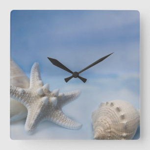 Relógio Quadrado O mar descasca a aguarela azul pintado mão dos