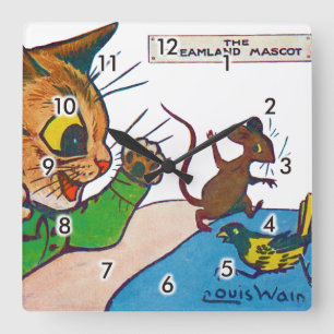 Relógio Quadrado O Mascote Dreamland, Louis Wain