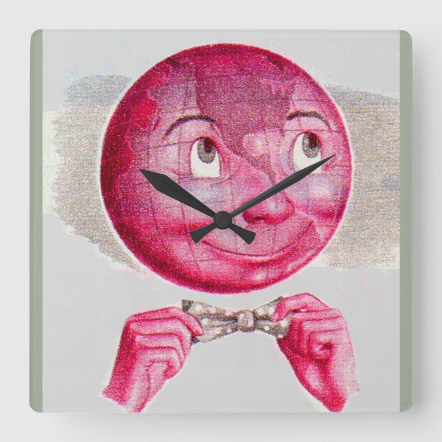 Relógio Quadrado O mundo em sua mente (Frente)