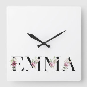 Relógio Quadrado O nome Emma. Nomes femininos.