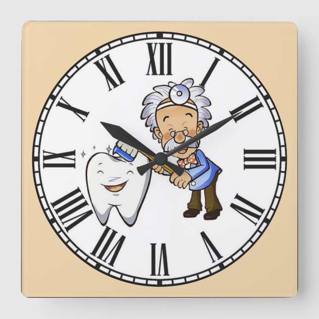 Relógio Quadrado O Numeral Romano Dentista (Frente)