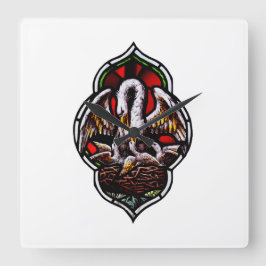 Relógio Quadrado O Pelicano como símbolo cristão