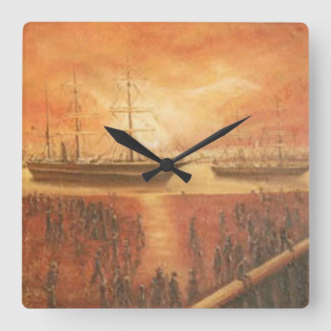 Relógio Quadrado O pôr do sol no passado (Frente)