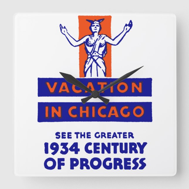 Relógio Quadrado O Progresso do Século de Chicago de 1934 (Frente)