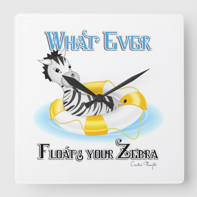 Relógio Quadrado O que flutuar no seu zebra 4 (Frente)