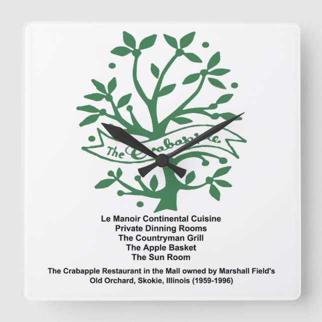 Relógio Quadrado O Restaurante Crabapple, Skokie, IL (Frente)