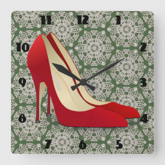 Relógio Quadrado o salto alto vermelho calça o pulso de disparo