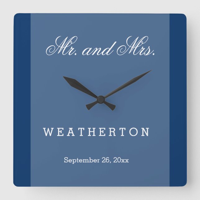 Relógio Quadrado O Sr. do estilo e a Sra. simples Casamento Nome e (Frente)