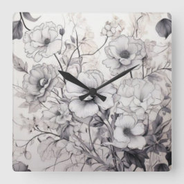 Relógio Quadrado O tempo pode ser preto e branco